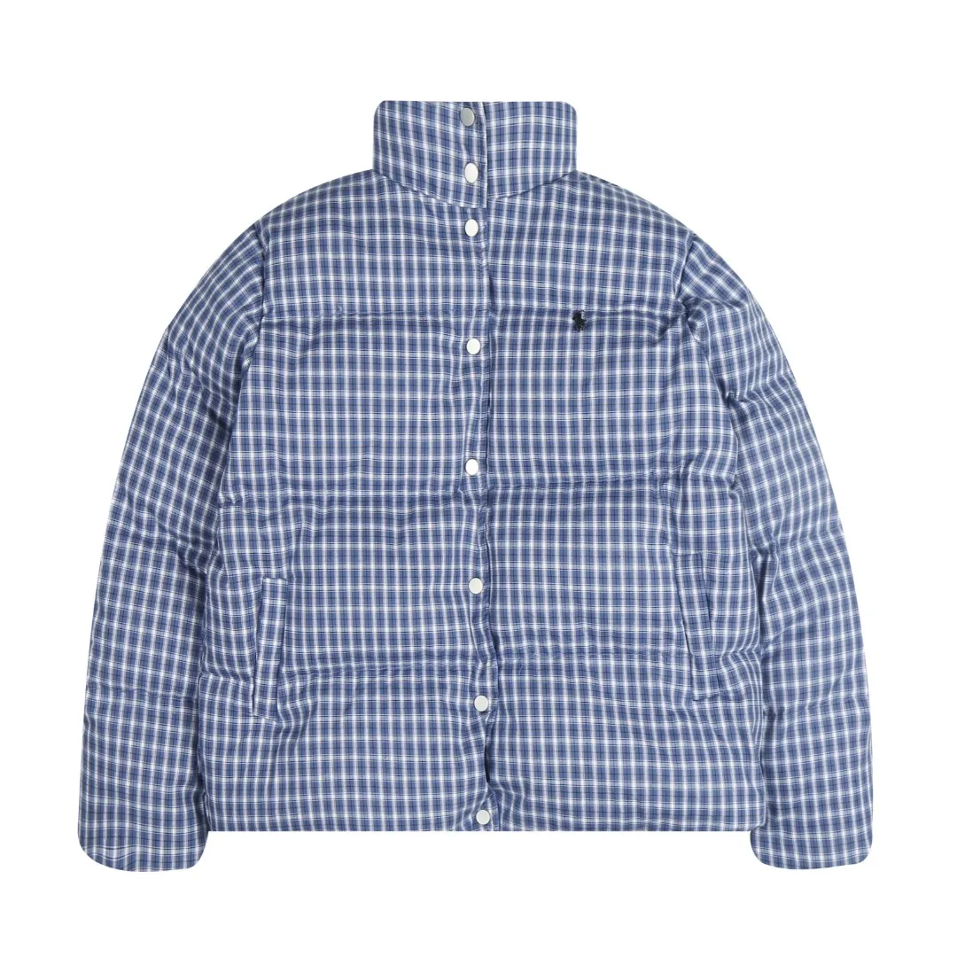 P510 White background picture [Popular item] Style number: 24383# Color: Blue Check Size: S to The hem contains a hidden elastic drawstring✅ - RL lazy little blue plaid down jacket, a must-have item for home girls. The small blue plaid for the face is soft and white in color. The style and materials add points to the appearance. It is not greasy for daily wear. The blue plaid is refreshing and brings together the colors. Make a fashionable and conspicuous bag in dull winter.